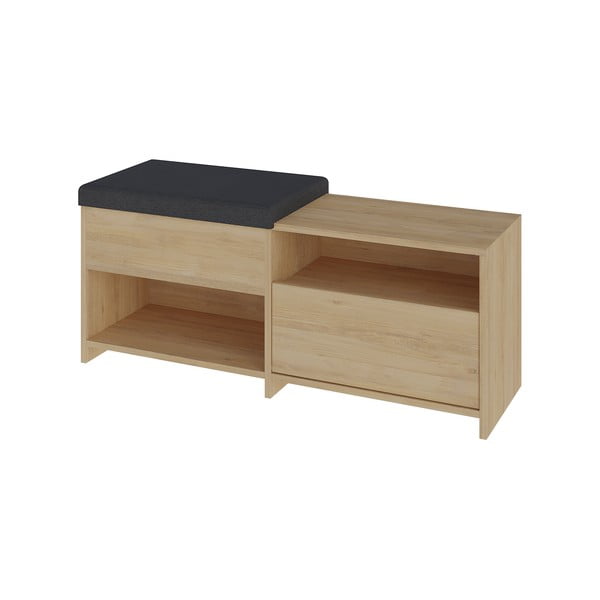 Ormarić za cipele u dekoru hrasta s klupom u prirodnoj boji Romi – Marckeric