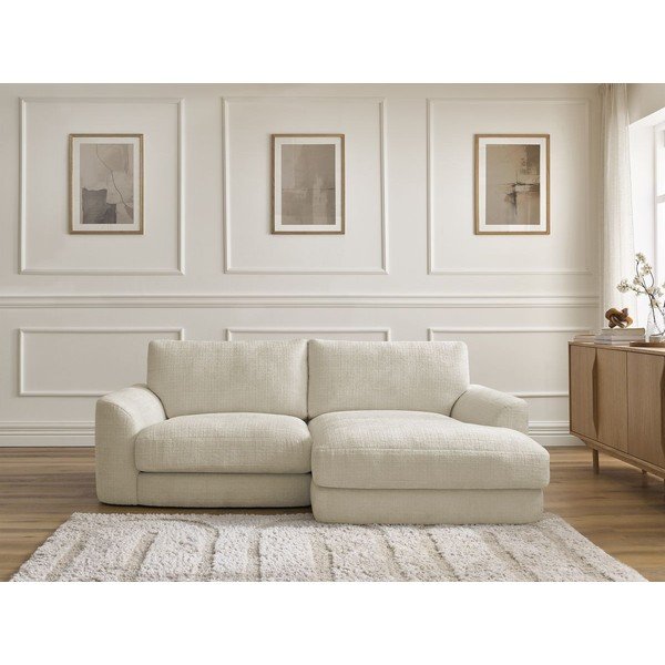 Bež kutna garnitura od šenila (s desnim kutom/s ležaljkom) Leonore – Bobochic Paris-image-1