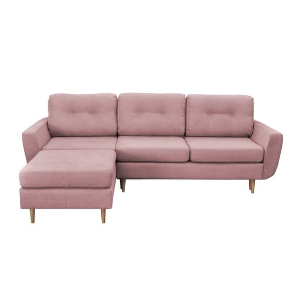 Svijetlo ružičasti kauč na razvlačenje sa svijetlim nogama Mazzini Sofas Tulipe, lijevi kut