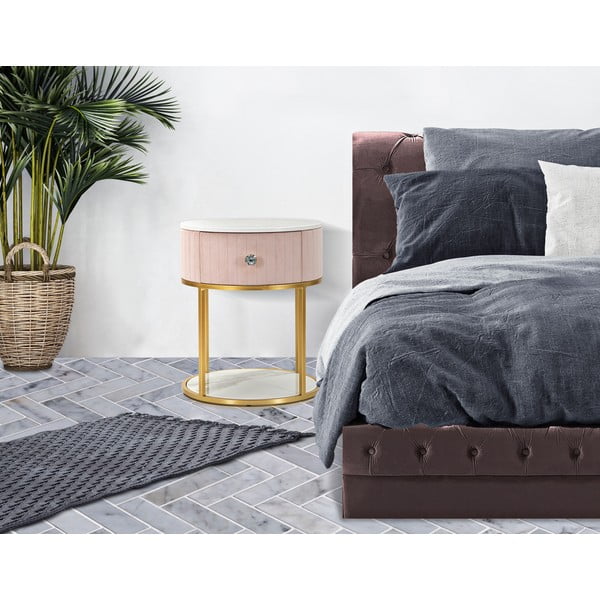 Svijetlo ružičasti/u zlatnoj boji noćni ormarić Montpellier – Mauro Ferretti-image-1