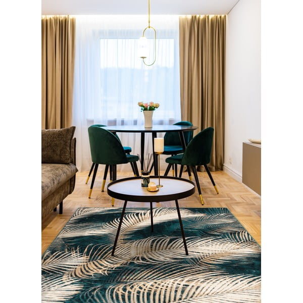 Petrolej zeleni vuneni tepih 133x180 cm Areca – Agnella-image-1