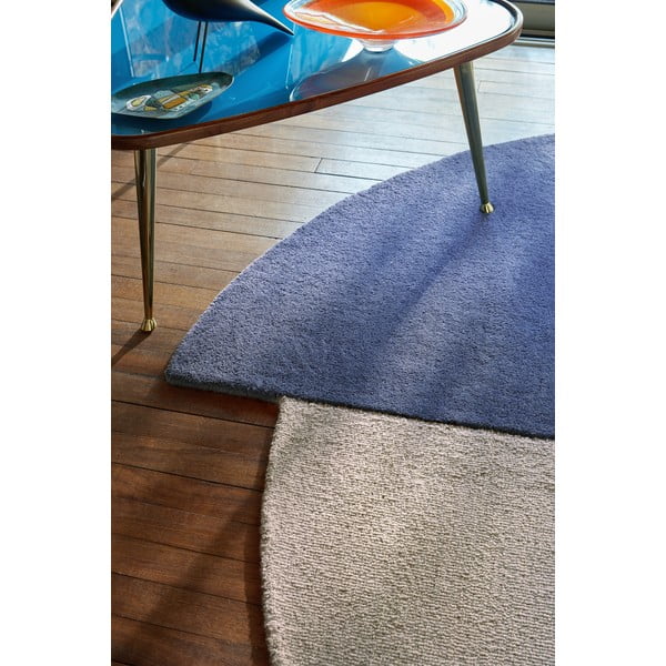Plavi ručno rađen vunen okrugao tepih ø 150 cm Mia Segment – Flair Rugs-image-3