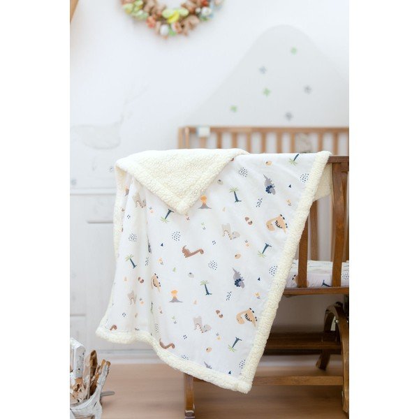 Bijela deka za bebe od renforce pamuka 75x100 cm Dinozor – Mijolnir-image-1