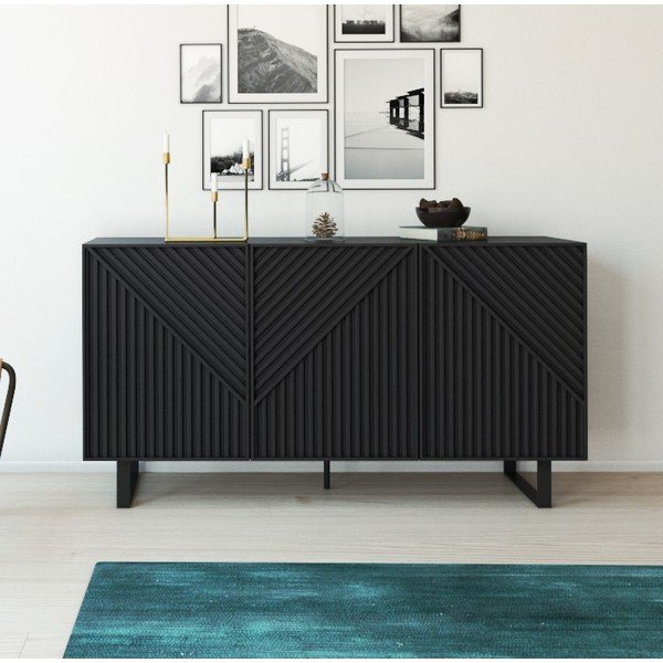 Crna komoda 151x80x35 cm Peta – Marckeric-image-1