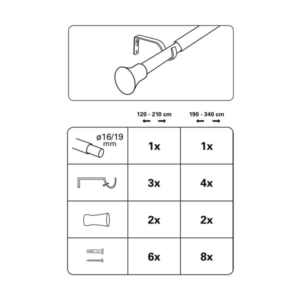 Metalna rastezljiva karniša 120 - 210 cm Cone – Gardinia-image-2