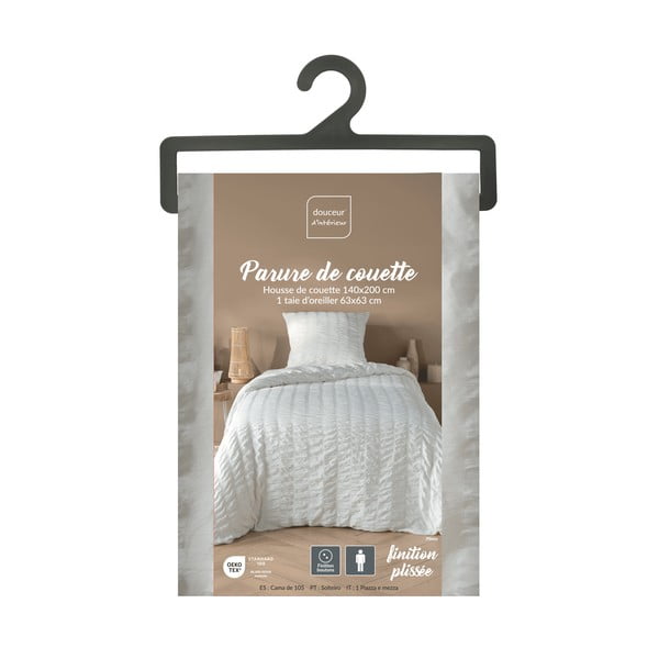 Bijela posteljina za krevet za jednu osobu od krepa 140x200 cm Plissia – douceur d'intérieur-image-4