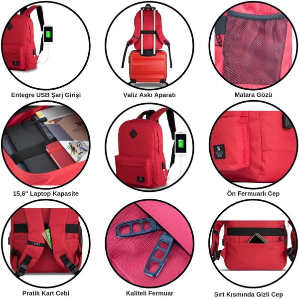 Ljubičasti ruksak s USB priključkom My Valice SPECTA Smart Bag-image-3