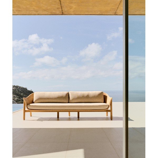 Bež/u prirodnoj boji podstavljena vrtna sofa Galea – Kave Home-image-1
