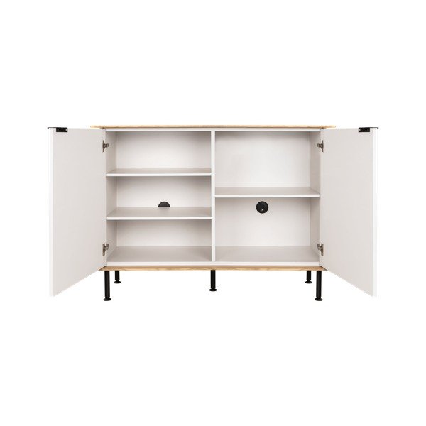 Sivo-bež komoda u dekoru hrasta s rupom za kabele 120x88x50 cm Suumo – noo.ma-image-3