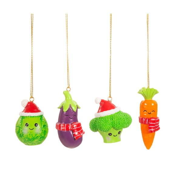 Stakleni ukrasi za božićno drvce u setu 4 kom Vegetable Mini – Sass & Belle
