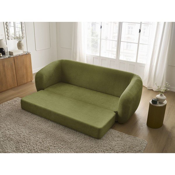 Zelena sklopiva sofa od šenila 228 cm Neyo – Bobochic Paris-image-1