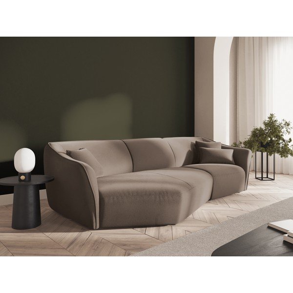 Smeđa baršunasti kutna garnitura Tokyo – Cosmopolitan Design-image-1