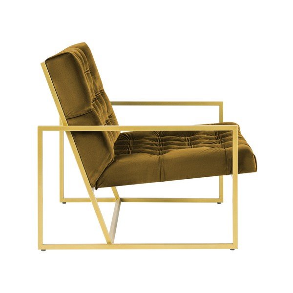 Senf žuta fotelja sa zlatnom Mazzini Sofas Bono konstrukcijom-image-3