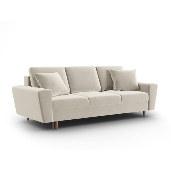 Bež baršunasti sklopiva/s prostorom za odlaganje sofa 235 cm Kyoto – Cosmopolitan Design-image-1
