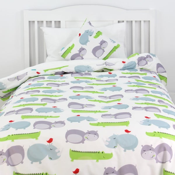 Dječje pamučne navlake za pokrivač i jastuk Mr. Fox Hippo, 140 x 200 cm-image-1