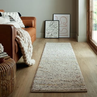 Krem ručno rađena staza od mješavine vune 60x230 cm Minerals – Flair Rugs