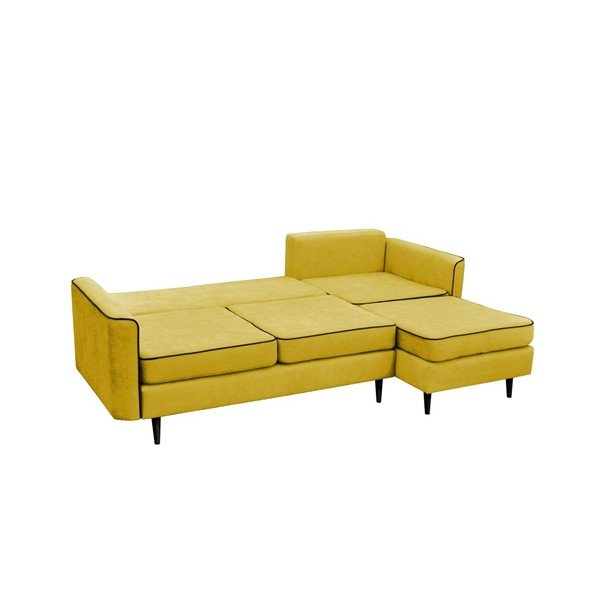 Žuti kauč na razvlačenje s crnim nogama Mazzini Sofas Dragonfly, desni kut-image-2