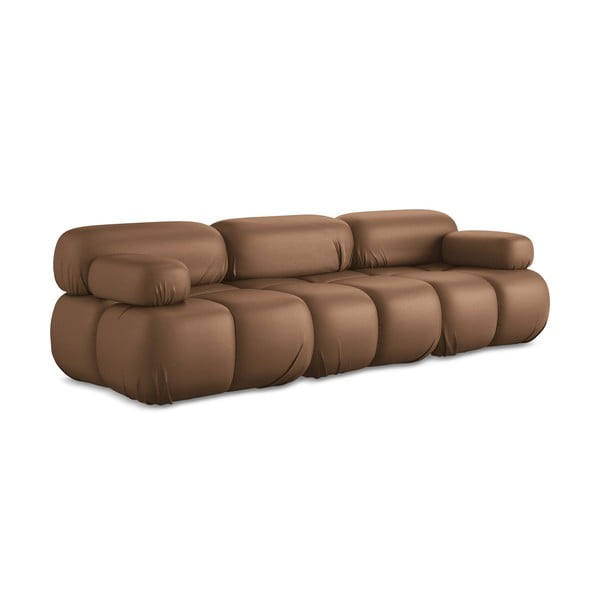 Smeđa sofa od imitacije kože 285 cm Lokua – Makamii-image-3
