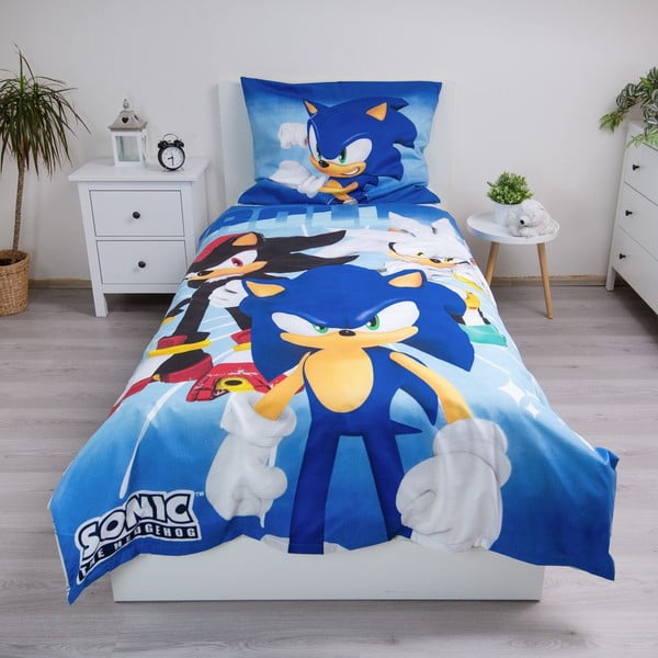 Plava dječja posteljina za krevet za jednu osobu od mikrovlakana 140x200 cm Sonic – Jerry Fabrics-image-1