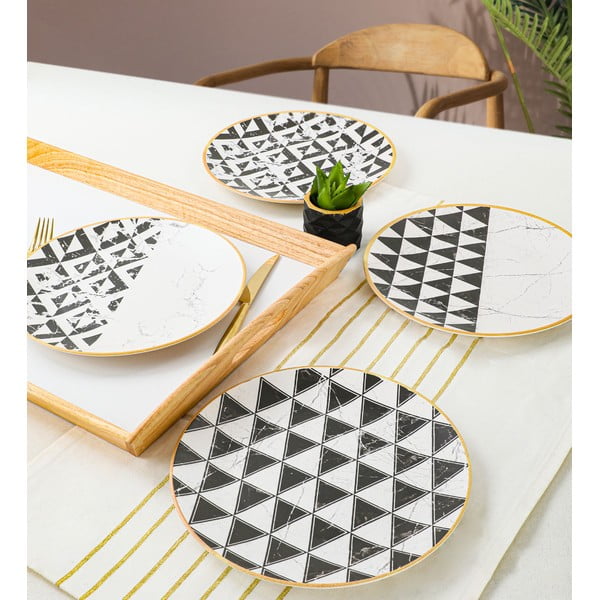 Crno-bijeli keramički tanjuri u setu 4 kom ø 25 cm – Hermia