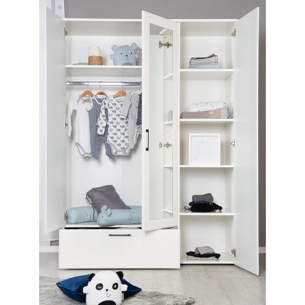 Bijela dječja garderoba s ogledalom 139x190 cm Sylt – Roba-image-2