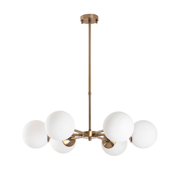 Bijela/mjedena viseća svjetiljka sa staklenim sjenilom ø 73 cm Akkas – Opviq lights