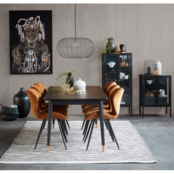 Crni blagovaonski stol od drva kaučukovca Canett Nelly, 180 x 90 cm-image-1