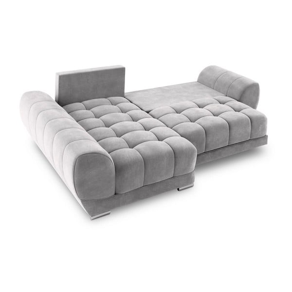 Svijetlosiva baršunasta kutna garnitura na razvlačenje Windsor & Co Sofas Nuage, lijevi kut-image-3