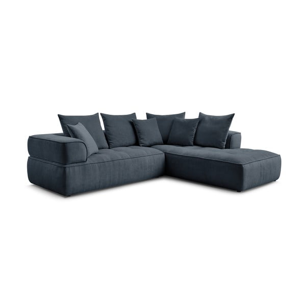 Tamno plava kutna garnitura od šenila (s desnim kutom/u obliku slova L) Whesley – Bobochic Paris-image-3