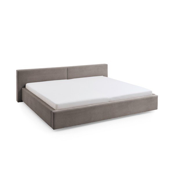 Smeđe-sivi tapecirani bračni krevet s prostorom za odlaganje s podnicom 200x240 cm Cube – Meise Möbel