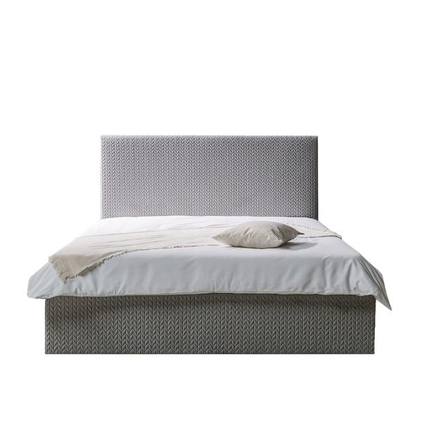 Svijetlo sivi tapecirani bračni krevet s prostorom za pohranu s podnicom 160x200 cm Adele - Bobochic Paris