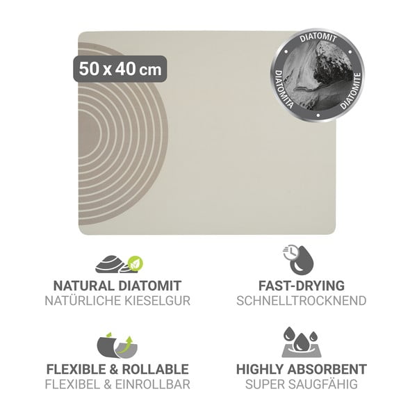 Bež gumena podloga za ocjeđivanje posuđa 50x40 cm Dima – Wenko-image-3