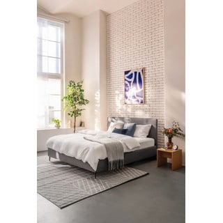 Sivi tapecirani bračni krevet s madracem/letvičastim okvirom 160x200 cm Noira Slim - Bonami Selection