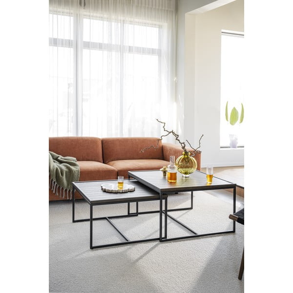 Tamno smeđi stolić za kavu s hrastovom pločom stola ø 80 cm Deerfield – Rowico-image-3