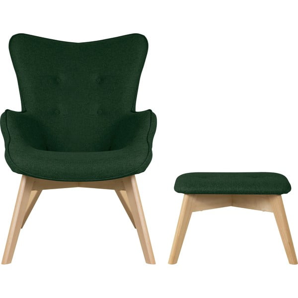 Tamno zelena fotelja s naslonjačem za noge Niko – Ropez-image-2