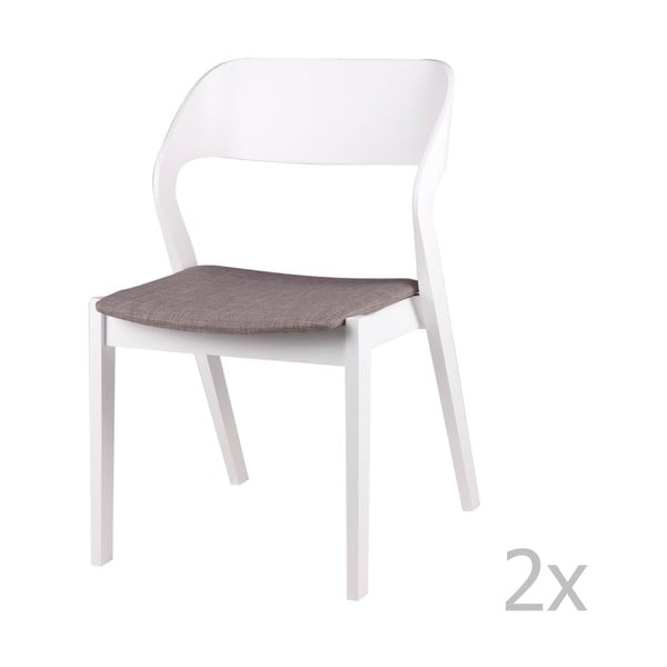 Set od 2 bijele blagovaonske stolice sa sivim sjedištem sømcasa Bianca