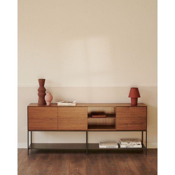 Niska komoda u dekoru oraha u prirodnoj boji 195x80 cm Vedrana – Kave Home-image-1