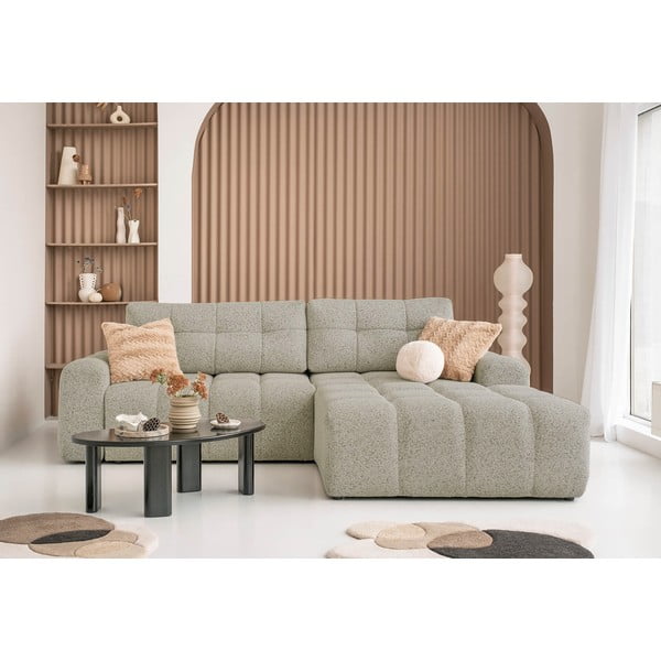 Svjetlo smeđa sklopiva/s prostorom za odlaganje kutna garnitura (s desnim kutom) Lulu – Miuform-image-1