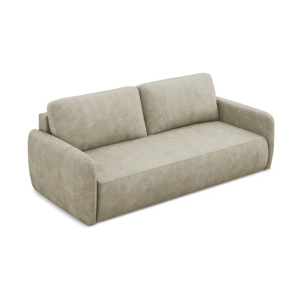 Bež sklopiva/s prostorom za pohranu sofa od šenila 218 cm Lilo – Makamii-image-2