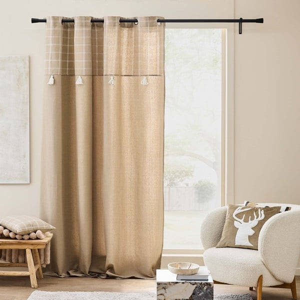 Smeđa zavjesa od mješavine pamuka 140x240 cm Everest – douceur d'intérieur-image-1