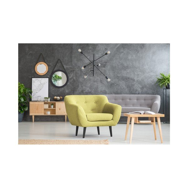 Žuta fotelja sa smeđim nogama Mazzini Sofas Pijemont-image-4