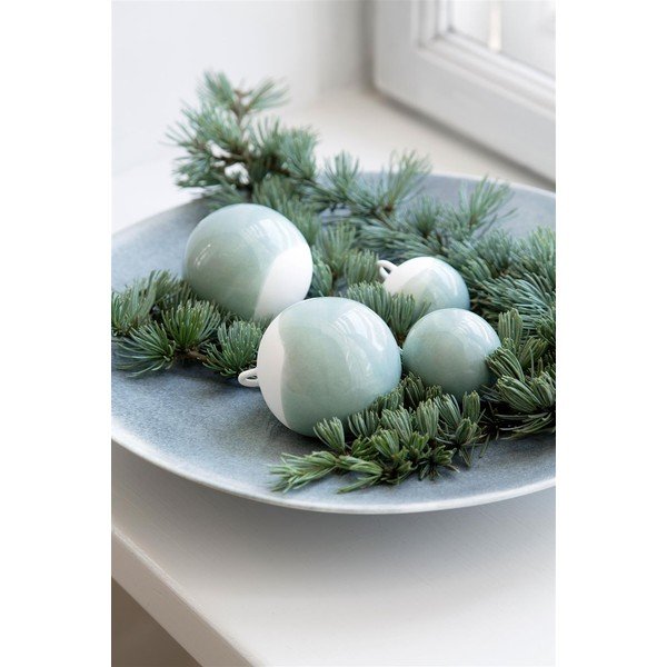 Set od 3 zelene božićne dekoracije za drvce od koštanog porculana Kähler Design Nobili-image-1