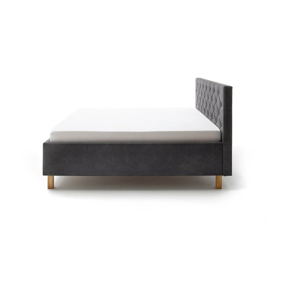 Tamno sivi tapecirani bračni krevet s prostorom za odlaganje s podnicom 180x200 cm San Remo – Meise Möbel-image-3