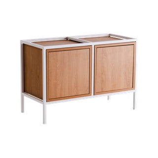 Bijela niska komoda u dekoru hrasta 88x60 cm Skap - CustomForm