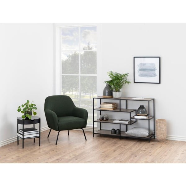 Crno/prirodna polica za knjige u dekoru hrasta 114x78 cm Seaford - Actona-image-1