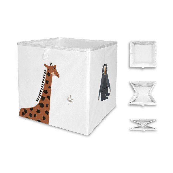 Bijeli tekstilni organizator za dječje igračke 32x32x32 cm Safari Animals – Butter Kings-image-2