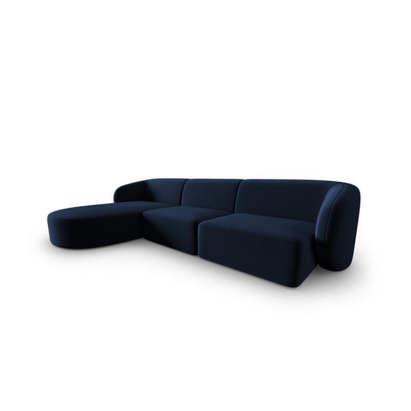 Plava baršunasti kutna garnitura (s lijevim kutom/s ležaljkom) Paolo – Milo Casa-image-1