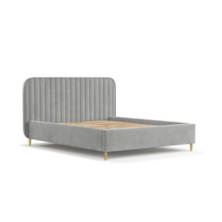Sivi tapecirani krevet s prostorom za odlaganje s podnicom 120x200 cm Noto – Maison de Rêve
