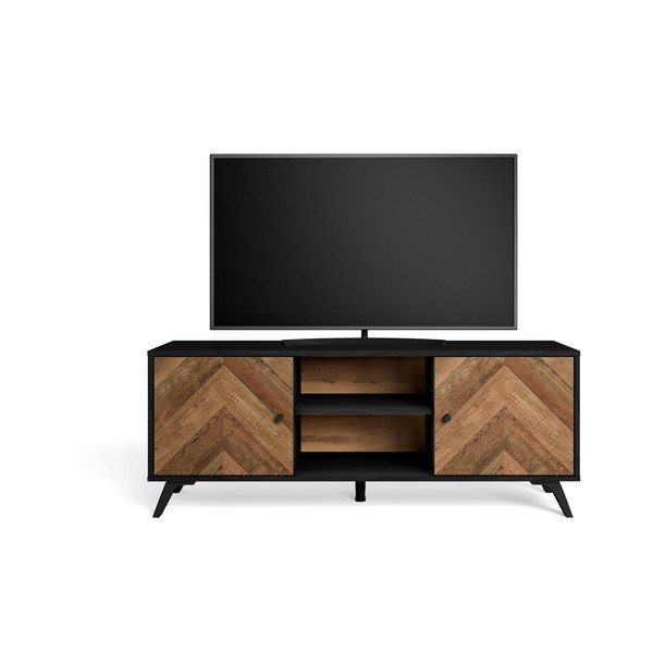 Crna TV komoda u dekoru oraha 136x53 cm Chevrons - Marckeric-image-4