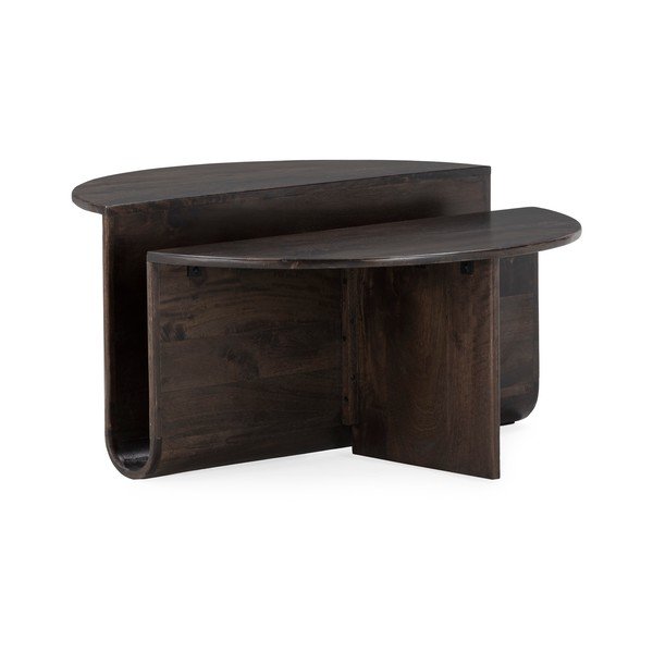 Tamno smeđi okrugao stolić za kavu od masivnog manga ø 80 cm Divya – MOME